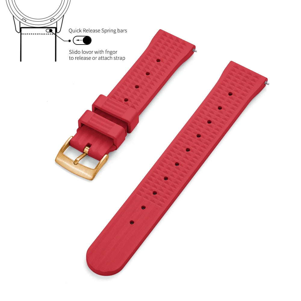 JUELONG – bracelets de montre en caoutchouc gaufré FKM, à dégagement rapide, étanche, Durable, en caoutchouc fluoré, 20mm 22mm, pour montre de plongée traditionnelle