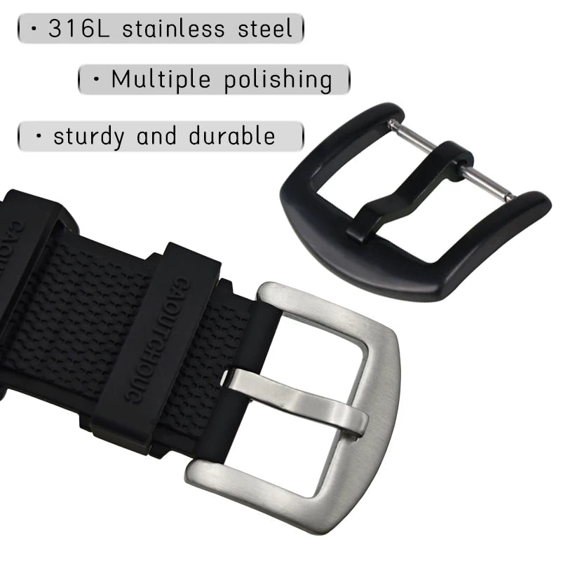 Natural Bubber watch strap 24mm, for Breitling Chronomat B01, black, green, blue, brown, soft fluorinated Silicone, 22mm