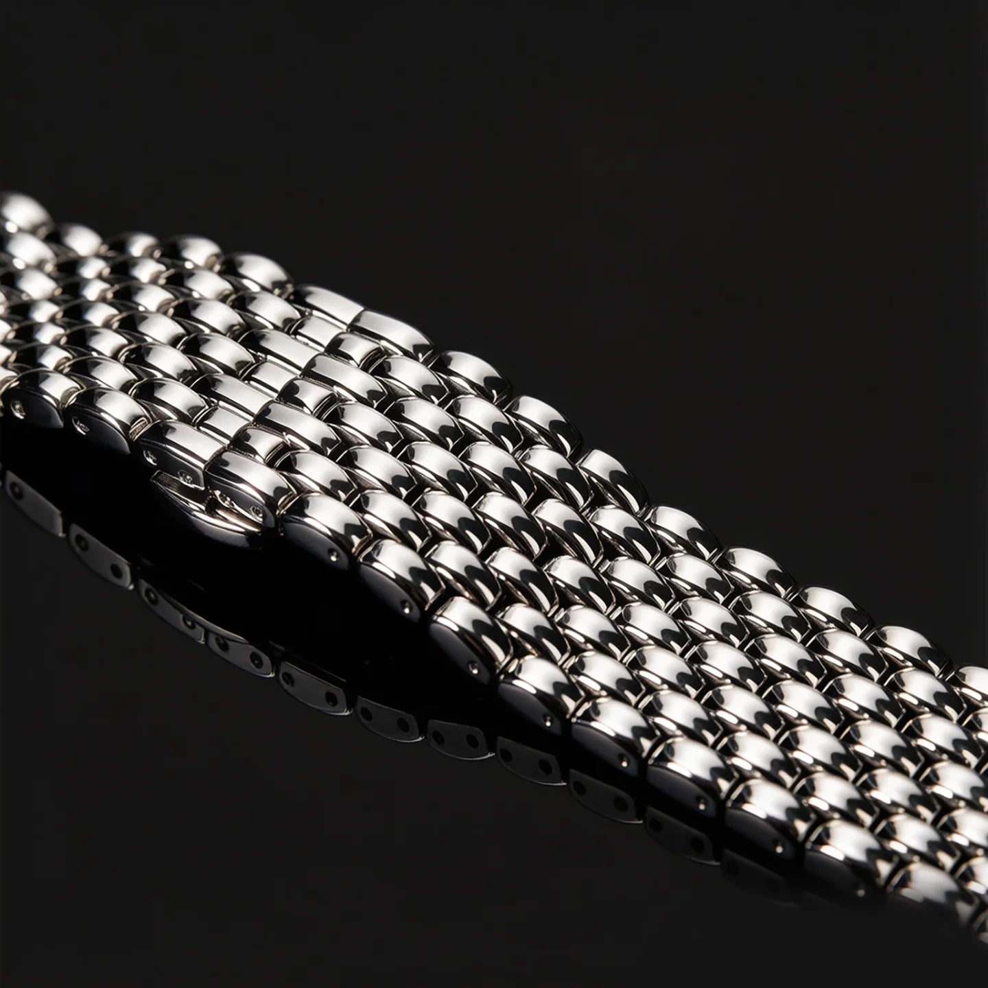 Bracelet de montre hautement poli en acier inoxydable 316L, perles de riz de Style Vintage, 18mm 19mm 20mm