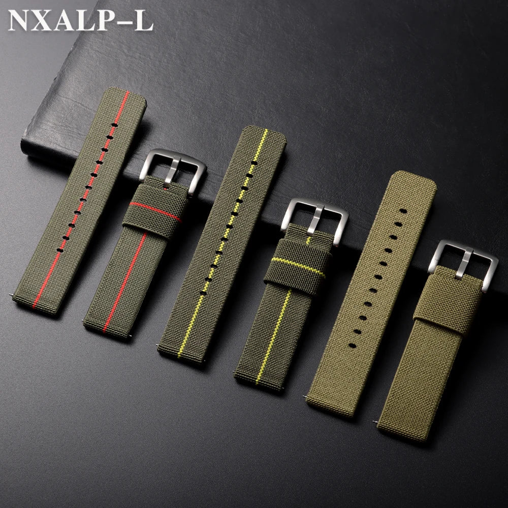 18mm 20mm 22mm 24mm Nylon Elastic Watch Strap Army Woven For Seiko Bracelet Military Sport Watch Band For Men Quick Release