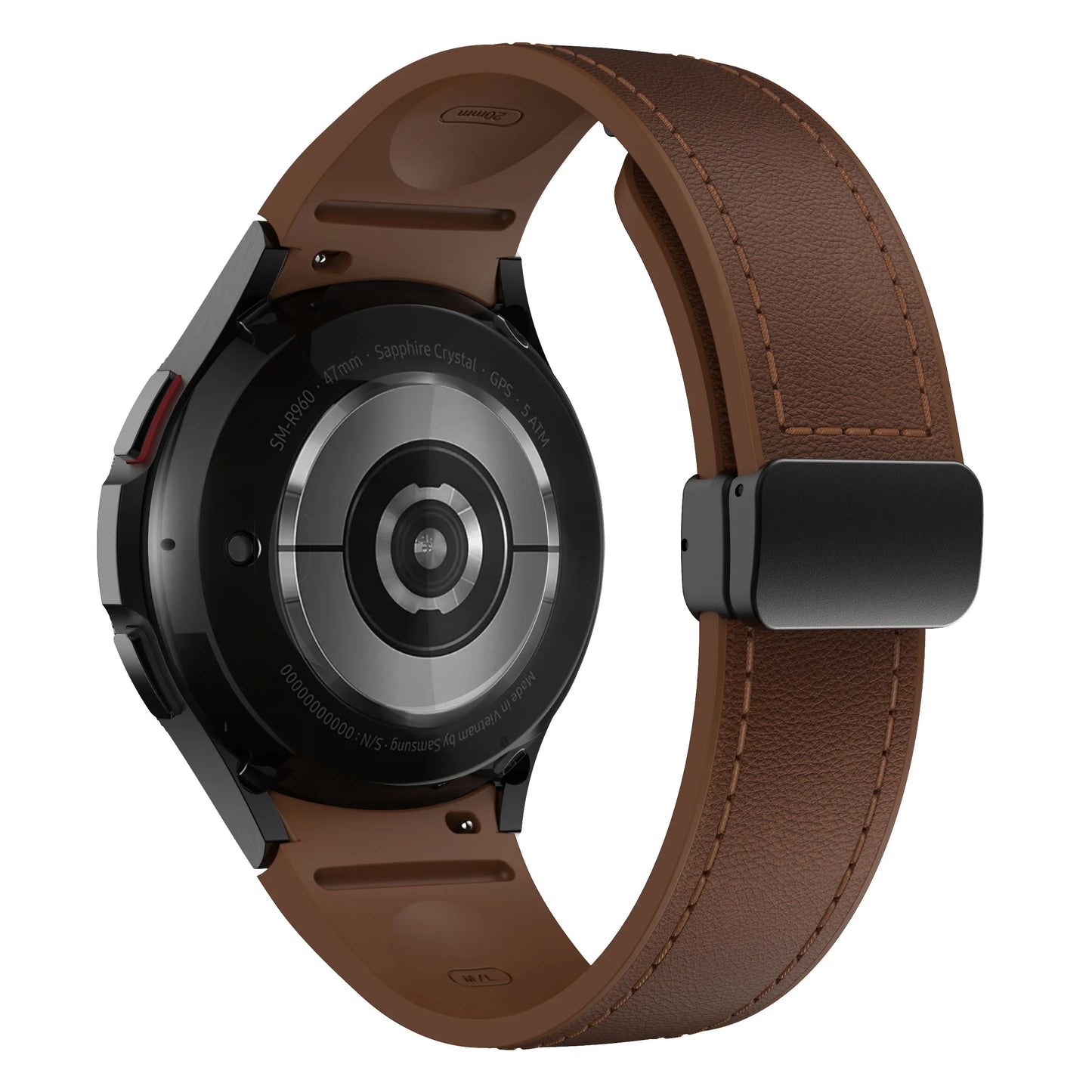 Bracelet en cuir véritable + silicone pour Samsung Galaxy Watch 6 5 7 44mm 40mm 20, Galaxy Watch 6 4 Classic 47mm 46mm 43mm 42mm