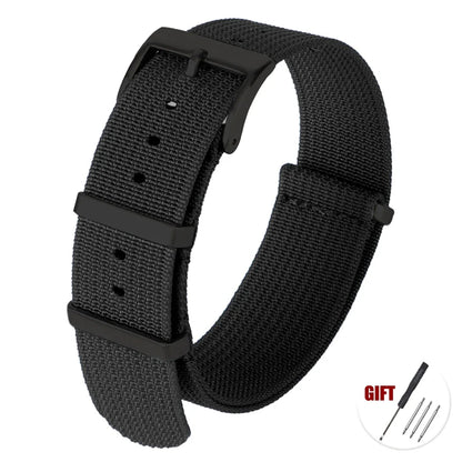 Cinturino per orologio in Nylon di alta qualità 20mm 22mm per orologio militare casual, fibbia nera, ricambio per cinturino sportivo militare, marrone, verde