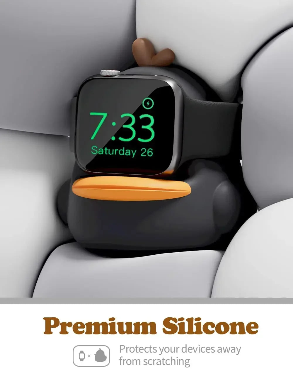 Support de chargeur mignon pour Apple Watch série 49/45/44/42/41/40/38mm IWatch Ultra2/Ultra/9/8/SE2/7/6/SE/5/4/3/2/1, station d'accueil en Silicone