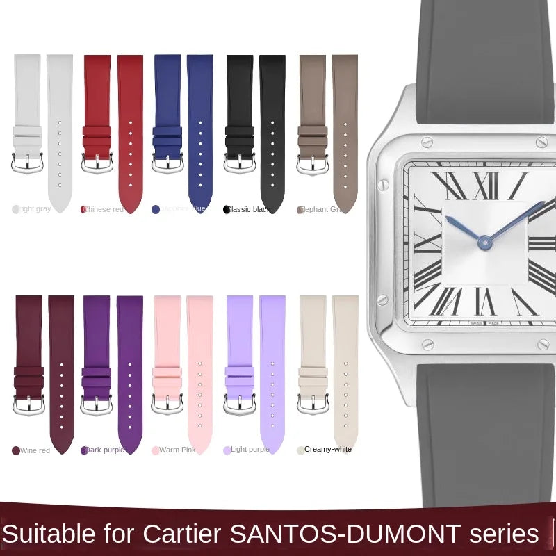 Premium Quality Cartier Dumont Replacement Watch Strap - Fluoroelastomer Rubber Quick Release Medium Large for Women