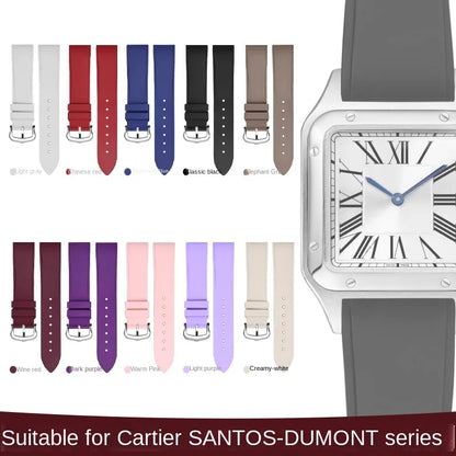 Premium Quality Cartier Dumont Replacement Watch Strap - Fluoroelastomer Rubber Quick Release Medium Large for Women