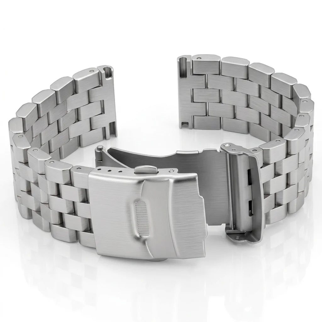 Solid Stainless Steel Watch Bracelet for Men and Women, 18mm 20mm 22mm 24mm, Silver Brushed Metal Accessories