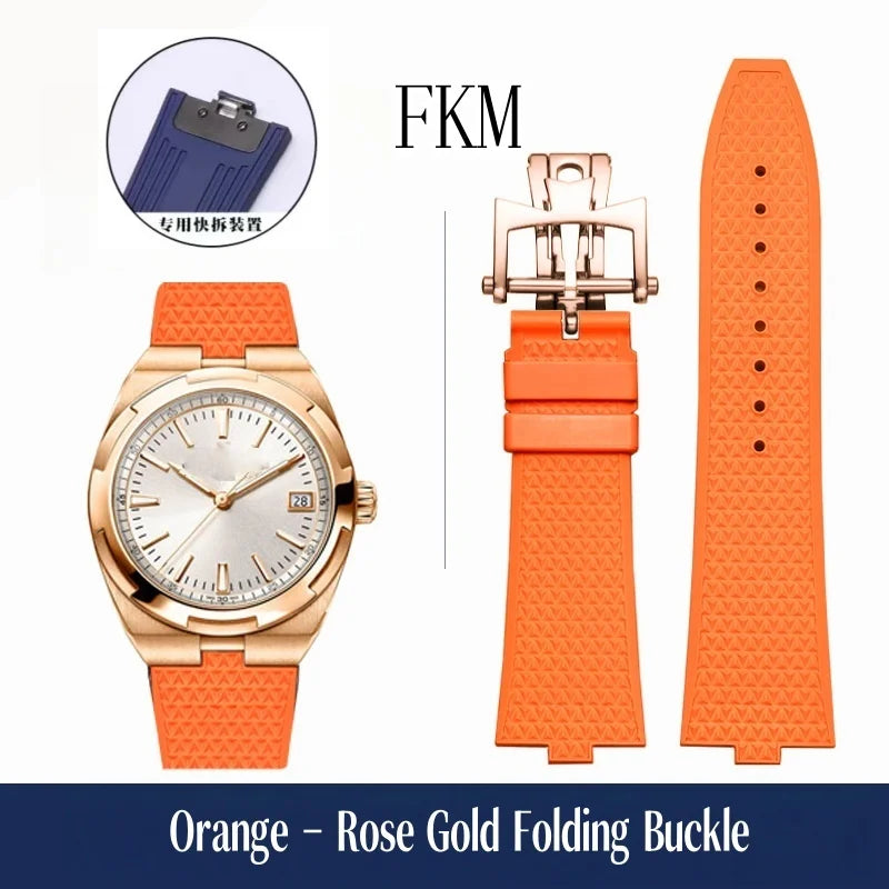 Bracelet de montre en caoutchouc Fluoros FKM à dégagement rapide, pour bracelet Vacheron VC Overseas 4300V 4500V 5500V 7900V, 24x7mm