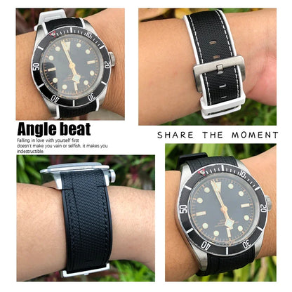 Nouveau bracelet de montre en caoutchouc naturel 22mm 23mm pour bracelet Tudor noir baie Bronze bracelet bicolore bracelet de montre en Silicone souple outils gratuits