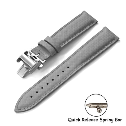 Cinturino per orologio in gomma FKM 18 19 20 22 mm, cinturino pieghevole in tela, a sgancio rapido, cinturino a farfalla in pelle per uomo Omega Moonswatch IWC