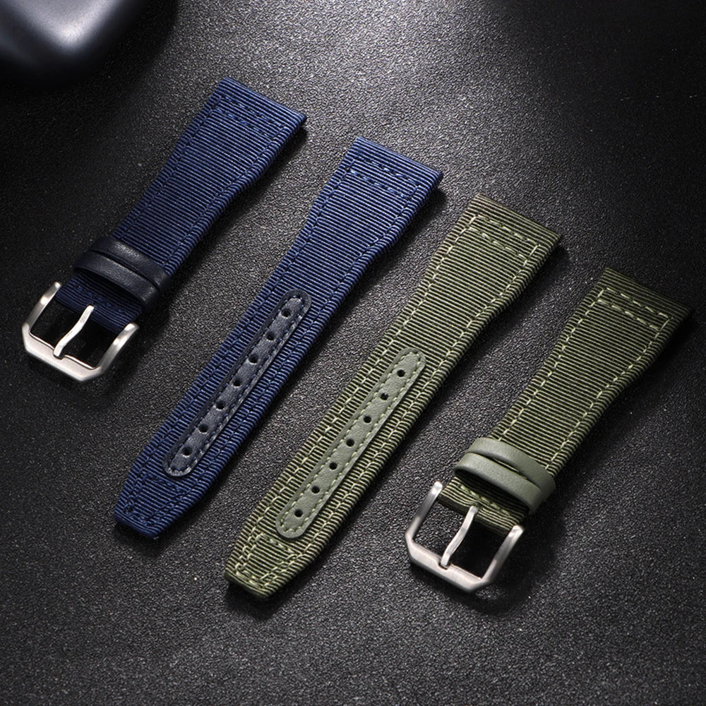 Nylon-Canvas-Uhrenarmband für IWC-Piloten, 20 mm 21 mm 22 mm, wasserdicht, Sport, Rindsleder-Armband für Damen und Herren