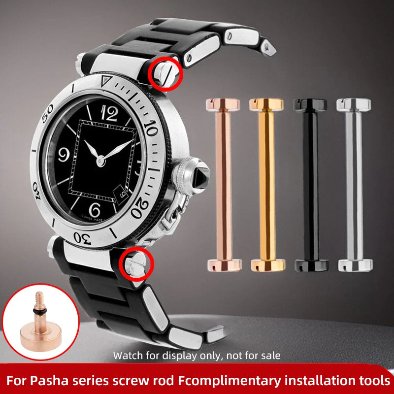 Men's and Women's Silicone Leather Watch Strap, Watch Screw Stem, Connecting Rod, Strap Accessories, W3140003 Wravi 77U2 Series, Cartier Pasha