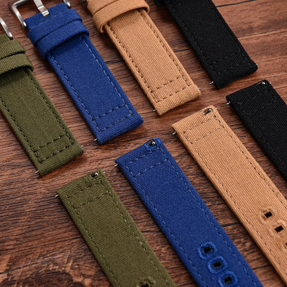 Universal Nylon Watch Strap, 20mm 22mm Quick Release Durable Retro Canvas Sport Belt for Omega Seiko Cartier