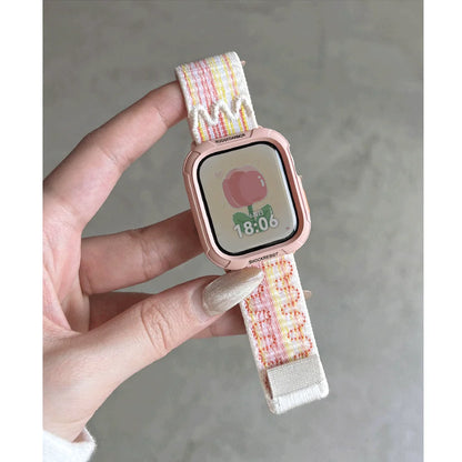 Coque en silicone + bracelet pour Apple Watch Series 11 10 9 8 7 45mm 41 Band SE 6 5 4 44 40mm, bracelet en nylon correa pour iWatch Ultra 49mm