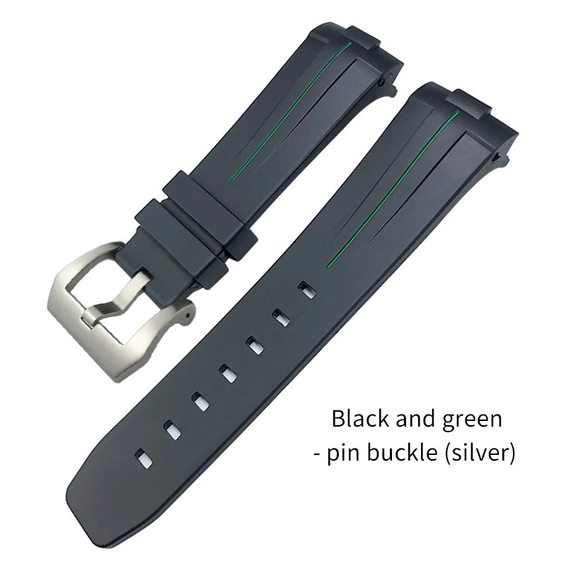 Bracelet de montre en caoutchouc naturel à extrémité incurvée de 24mm, pour Panerai LUMINOR SUBMERSIBLE PAM, en Silicone, étanche, boucle papillon