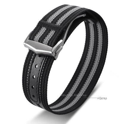 Bracelet en Nylon nervuré de 20mm pour Omega pour Swatch pour Moonswatch, boucle pliante en acier inoxydable, bracelet de montre de remplacement pour hommes et femmes