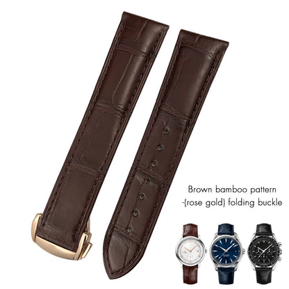 Bracelet de montre en cuir de crocodile véritable, 18mm, 19mm, 20mm, 21mm, 22mm, pour Omega De Ville Seam84SPEEDBiens TER