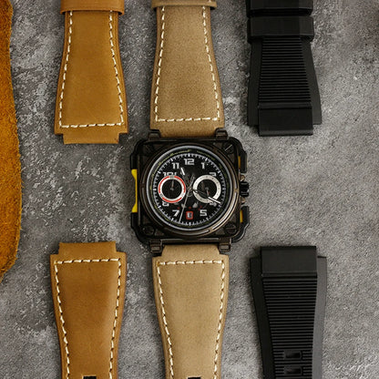 Cinturino in vera pelle da uomo, accessori speciali per orologi, cinturino da 24 mm, serie BELL ROSS BR01 BR03