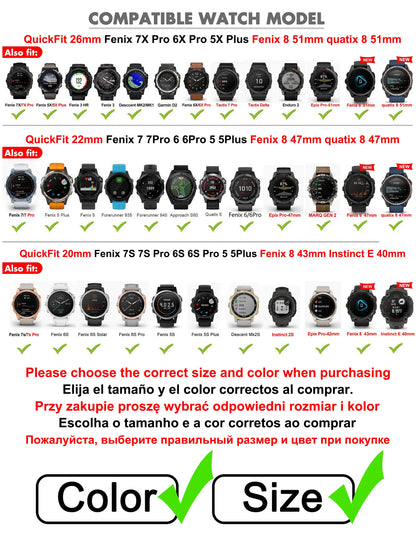 Per fenix 6 Pro 7 5 Plus 22 20 26mm Cinturino in silicone QuickFit per Garmin fenix 6X Pro 7X 5X 6S 7S Forerunner 935 945 3HR Braccialetto