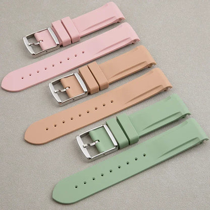 Nuovo cinturino in gomma morbida da 20 mm con estremità ricurve per Omega Strap Joint Moonswatch Constellation, bracciale sportivo impermeabile con fibbia ad ardiglione