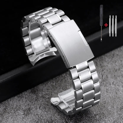 16mm 18mm 20mm 22mm 24mm extrémité droite incurvée Bracelet de montre en acier inoxydable argent or noir métal fermoir pliant Bracelet avec outil