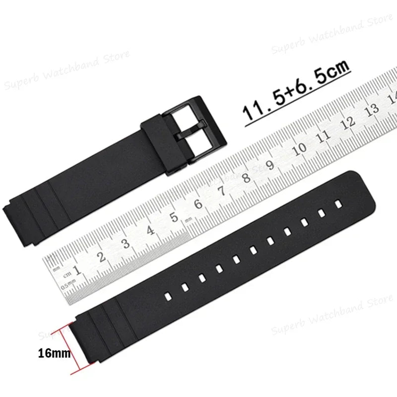 Bracelet de montre en caoutchouc 16mm adapté pour Casio MQ24 MQ76 bracelets de montre étanches Bracelet en Silicone souple Bracelet de Sport Bracelet en matériau TPU