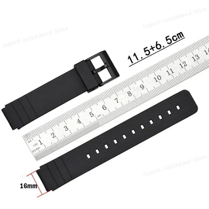Bracelet de montre en caoutchouc 16mm adapté pour Casio MQ24 MQ76 bracelets de montre étanches Bracelet en Silicone souple Bracelet de Sport Bracelet en matériau TPU