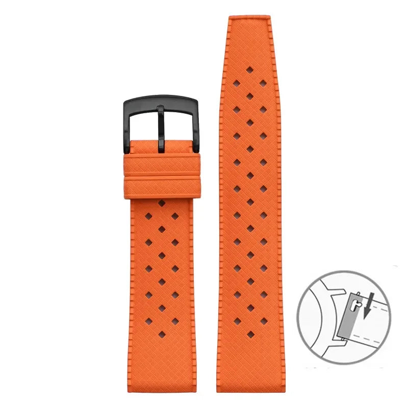 Bracelet de montre en caoutchouc fluoré, 20mm 22mm, libération rapide, Sport, étanche, FKM, pour hommes et femmes, bracelet de remplacement pour Seiko pour Citizen