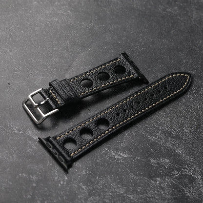 Handmade Breathable Leather Strap for Apple Watch S10 Ultra 2, Brown, Black, Goatskin, 46mm, 45mm, 49mm