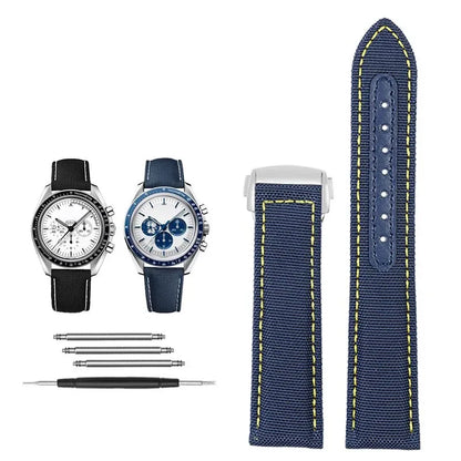 Bracelets de montre en toile et Nylon, 19mm 20mm, pour Omega Seamaster 300 Speedmaster AT150 Omega Speedmaster Slubby série 310.32, bracelet en Nylon