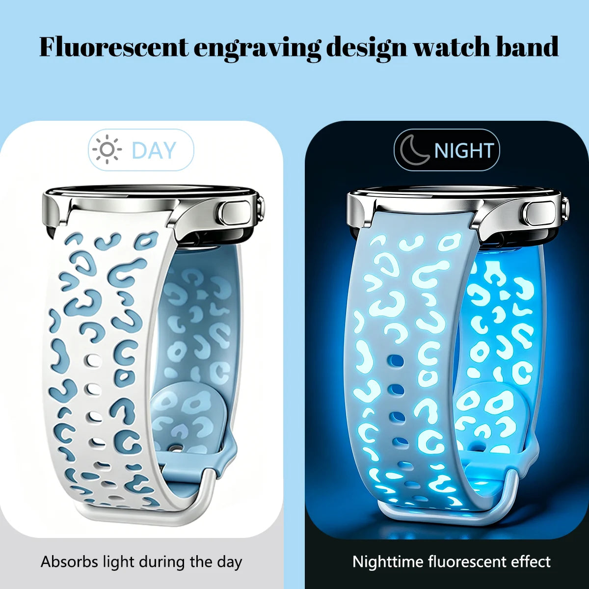 Bracelet de montre lumineux gravé bicolore, compatible avec Samsung Watch 7/6/5/4/FE, bracelet de montre sport en silicone lumineux (40/44 mm)