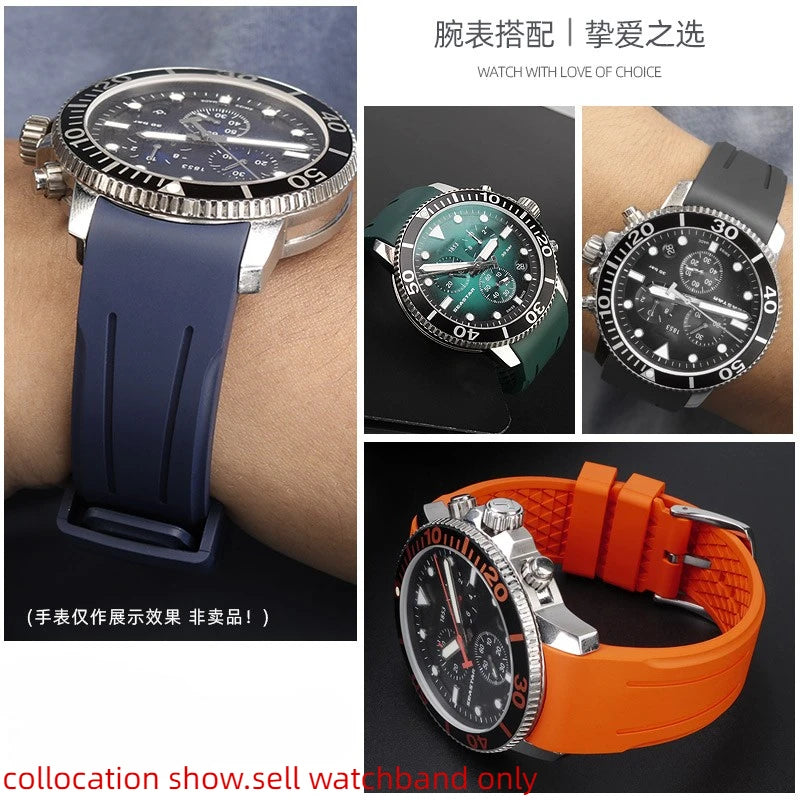 Bracelet de montre en caoutchouc FKM incurvé de haute qualité, 20 22mm, pour seiko rolex tudor Tissot, bracelet de montre pour hommes, fermoir papillon