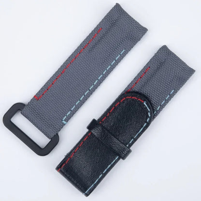 Bracelet de montre en nylon et cuir noir et blanc, 20 mm, extrémités courbées, deux barres à ressort, réglable, pour Rolex DAYTONA SUBMARINER diw Wat