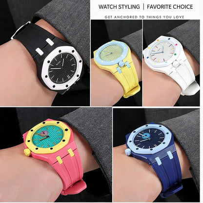 Bracelet de conversion en silicone coloré compatible avec la montre de poche Swatch Royal Pop – Accessoire de modification tout-en-un pour montre-bracelet