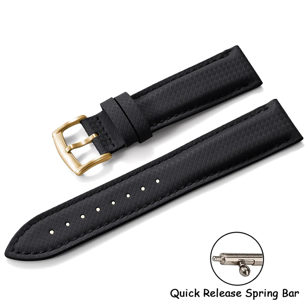 Cinturino per orologio in gomma FKM 18 19 20 22 mm, cinturino pieghevole in tela, a sgancio rapido, cinturino a farfalla in pelle per uomo Omega Moonswatch IWC