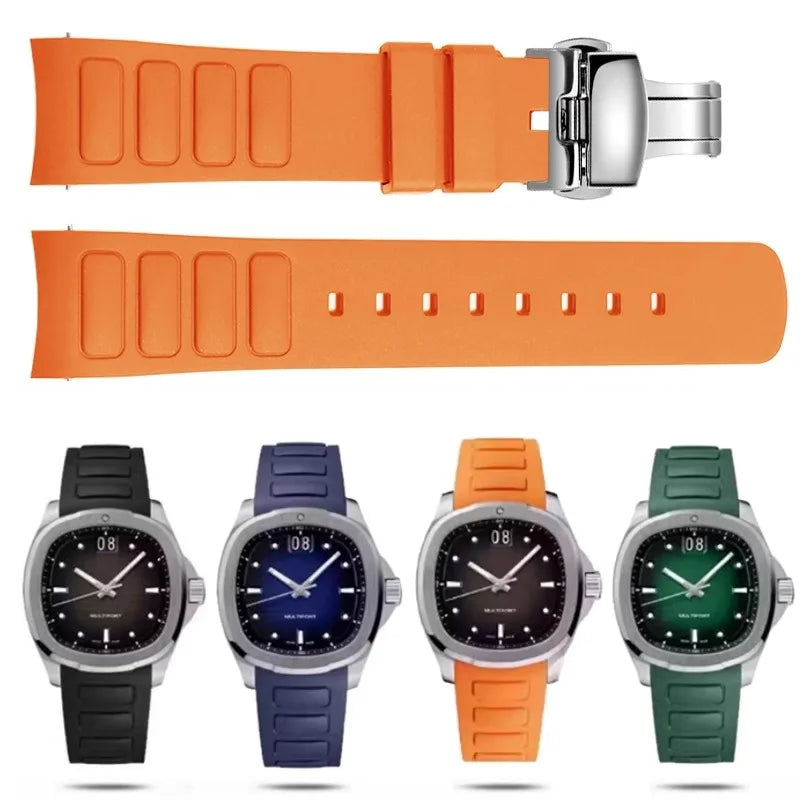 Mido美度表Multifort TV系列M049.526专用防水橡胶表带，22mm，M049弧形接口，硅胶手表配件