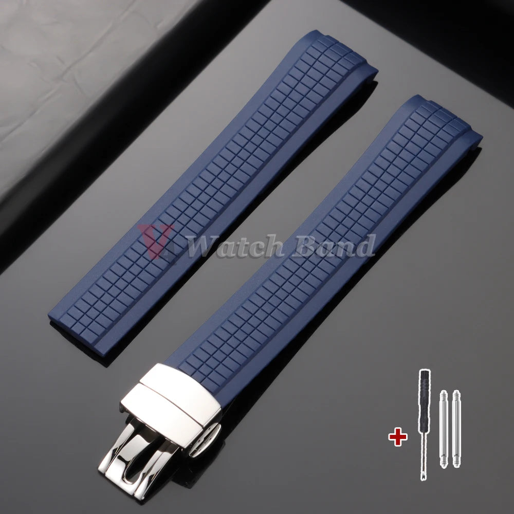 Cinturino per orologio in silicone resistente con estremità curve da 21 mm per Patek Philippe Grenade, cinturino in gomma antipolvere, serie Aquanaut 5164/5167