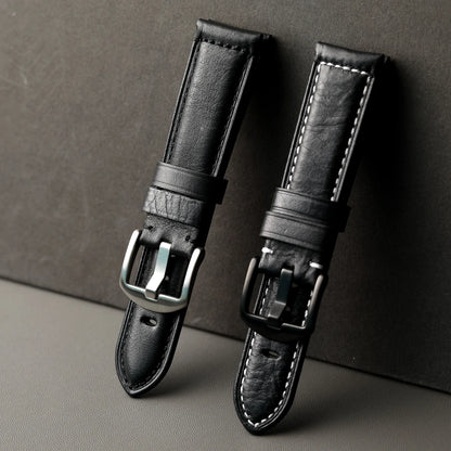 Cinturino in pelle fatto a mano nero 20 22 24 26mm, stile vintage, cinturino in pelle ispessita da uomo, compatibile con cinturino per orologio PAM