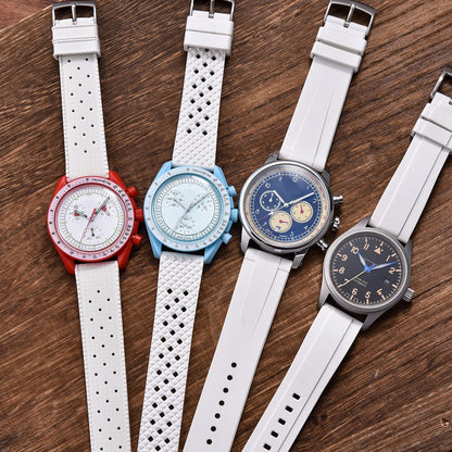 Nuovo cinturino per orologio a sgancio rapido Tropical Waffle CTS bianco FKM da 20 mm e cinturino per orologio subacqueo in gomma fluorocarbonica tradizionale da 22 mm