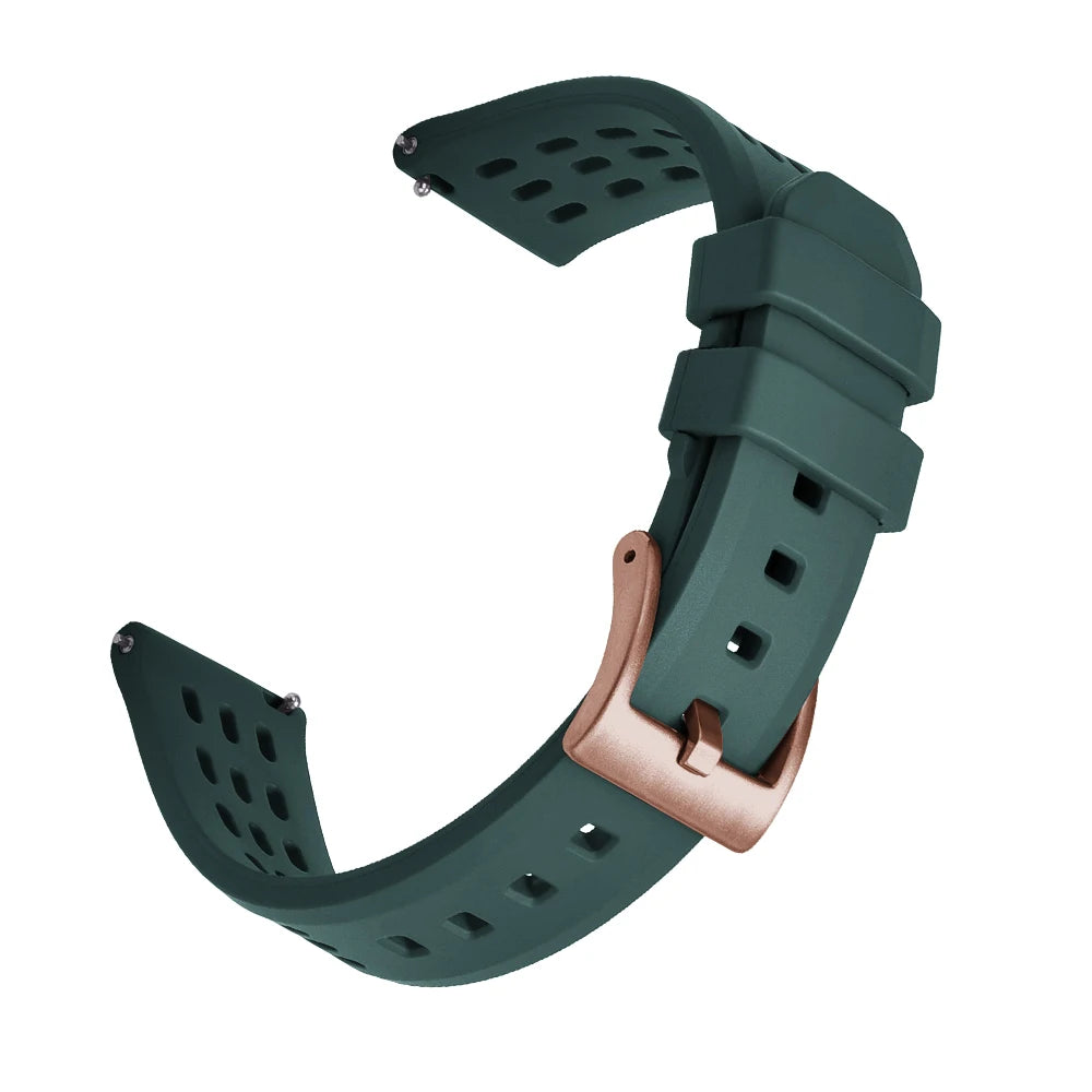 High Quality Quick Release FKM Fluoro Rubber Watch Strap 20mm 22mm New Design Porous Structure Ventilate FPM Rubber Watch Straps