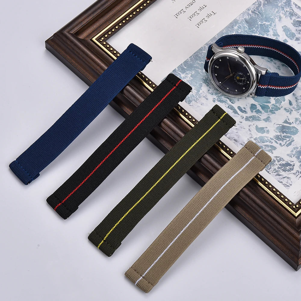 High Quality Parachute Elastic Nylon Watch Straps Quick Release 18/19/20/21/22mm Watch Bands Smartwatch Fabric Unisex Straps