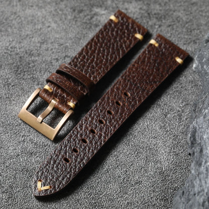 Handmade Top Layer Cowhide Leather Strap, Black Brown Bronze Watchband 19 20 21 22MM, Pure Copper Bezel, Bronze Watch Accessories