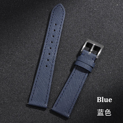 Bracelet de montre en cuir vintage cousu 18/20/22 mm, à libération rapide, universel, qualité supérieure, Saffiano, pour hommes et femmes