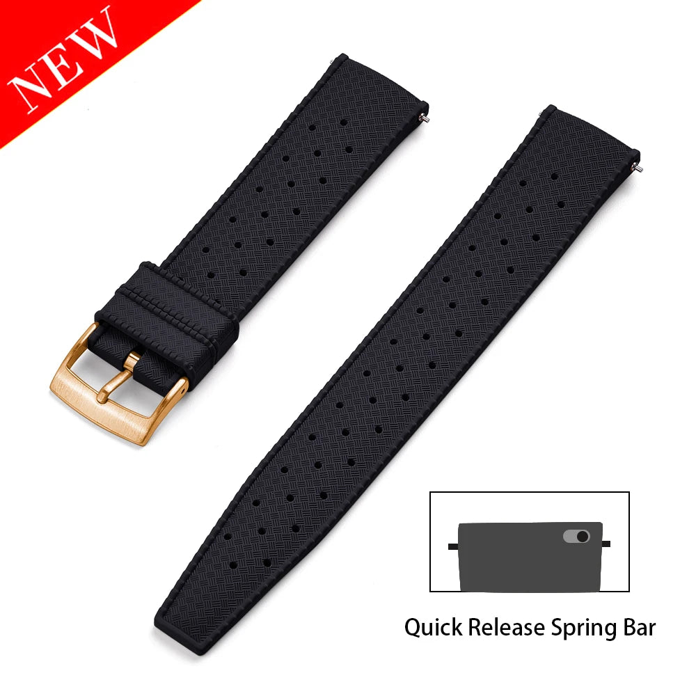 Premium FKM Rubber Watch Band Quick Release 18mm 20mm 22mm 24mm Rubber Watch Strap Smart Watch Bracelet