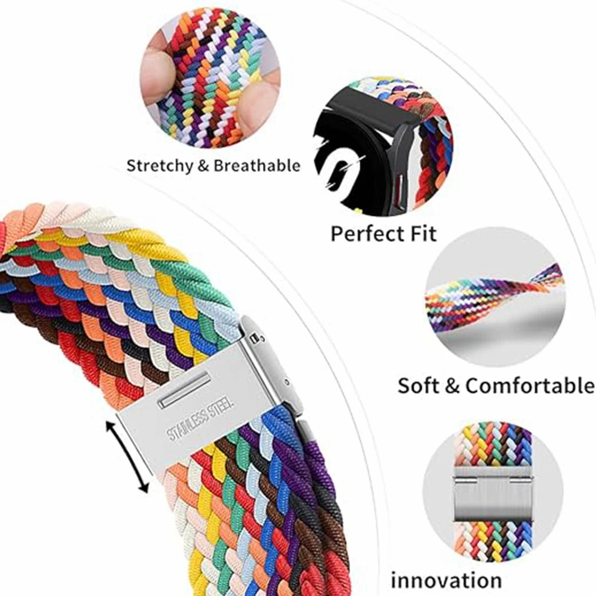 Bracelet à boucle tressée en Nylon, 20/22mm, pour Garmin Forerunner 265 55 965 165, Bracelet de Sport Garmin Venu 3/2 Vivoactive 5