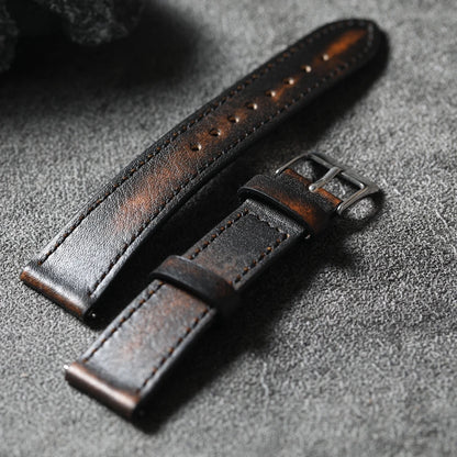 Handmade Italian Brushed Vintage Watch Strap 18 19 20 22MM Men's Vintage Bracelet, Soft Quick Release Bracelet, Premium Leather
