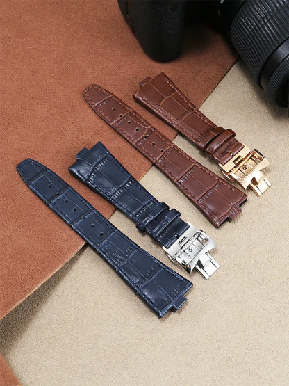 Echtleder-Uhrenarmband für Vacheron Constantin OVERSEAS, Serie 4500V 5500V P47040, Edelstahlstruktur, Herren-Uhrenarmband, 25x8