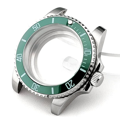 Cassa per orologio secondario in argento di alta qualità, 40,5 mm, adatta per NH-35/36, vetro zaffiro, cassa in metallo, parti e accessori resistenti all'acqua fino a 50 bar