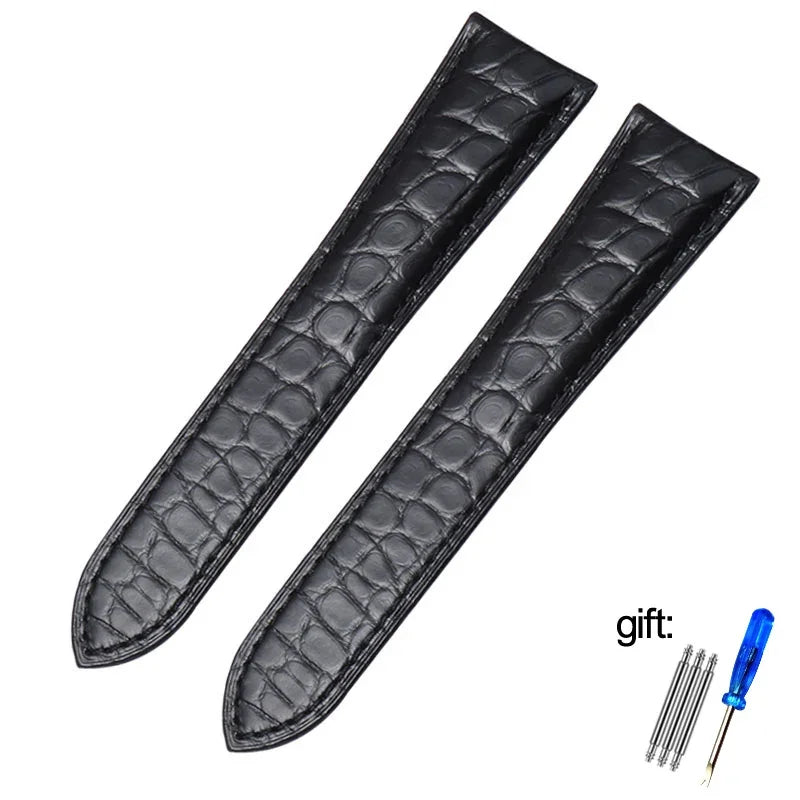 Men's and women's alligator leather bracelet, genuine leather watch strap, Cartier Solo, Precious London, black and brown, 16mm, 18mm, 20mm, 22mm, 24mm