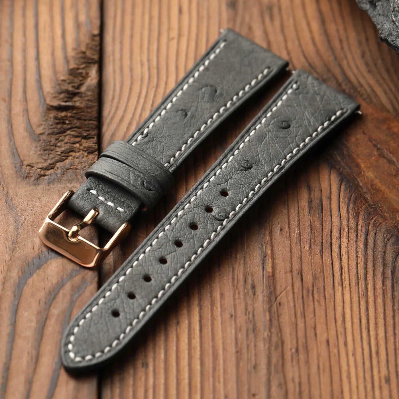 Cinturino in pelle di struzzo fatto a mano, 18 19 20 22 MM, morbido, ultra-sottile, blu, nero, marrone, stile retrò, adatto per orologi vintage