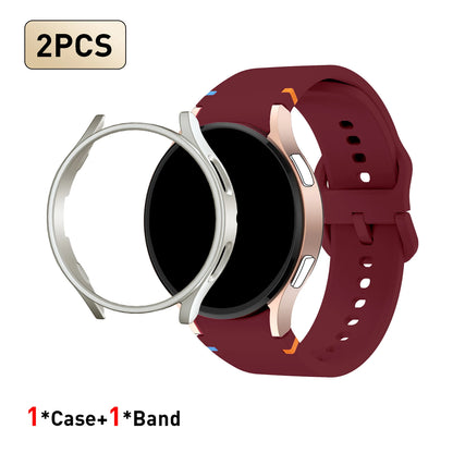 Set di 2 pezzi (cinturino e custodia) per Samsung Watch FE/7/6/5/4/5 Pro, stile punto piatto, compatibile con quadranti da 40/44/45mm, protezione anticaduta, confezione regalo